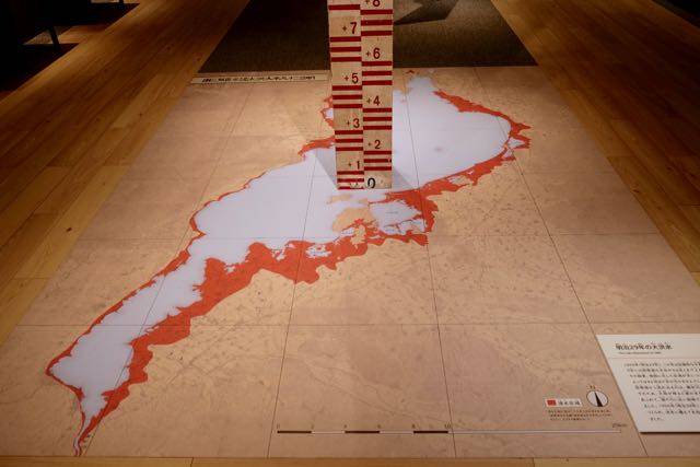 Map of Lake Biwa, showing the extent of the 1896 flood.