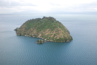 The island of Chikubushima, in the north part of Lake Biwa. The island is made of granite, reaches 197 m above sea level (108 m above the surface of the lake), and covers an area of 0.15 square km. (12 May 2010) 