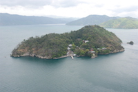 The island of Chikubushima, in the north part of Lake Biwa. On the southern side of the island there is Tsukubusuma Shrine, established in 420 AD, and Hogon-ji Temple, which dates back to 724 AD. (12 May 2010)