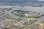 Yabase Island, an artificial island built in 1980 at the southern end of Lake Biwa to accommodate a sewerage treatment works and a park. 14 million people rely on Lake Biwa and its outflowing river system for tap water, including most of the cities of Kyoto and Osaka. (12 May 2010) 