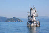 A water-quality monitoring station, in the north basin. Water quality started to deteriorate in the 1960's, resulting in algal blooms and red tides. Since then local residents and the local government have strived to improve the water quality, mostly by banning synthetic washing powders and improving the sewerage system. (28 October 2013)