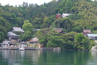 Approaching the island of Chikubushima from the water.<br> (4 June 2012) 