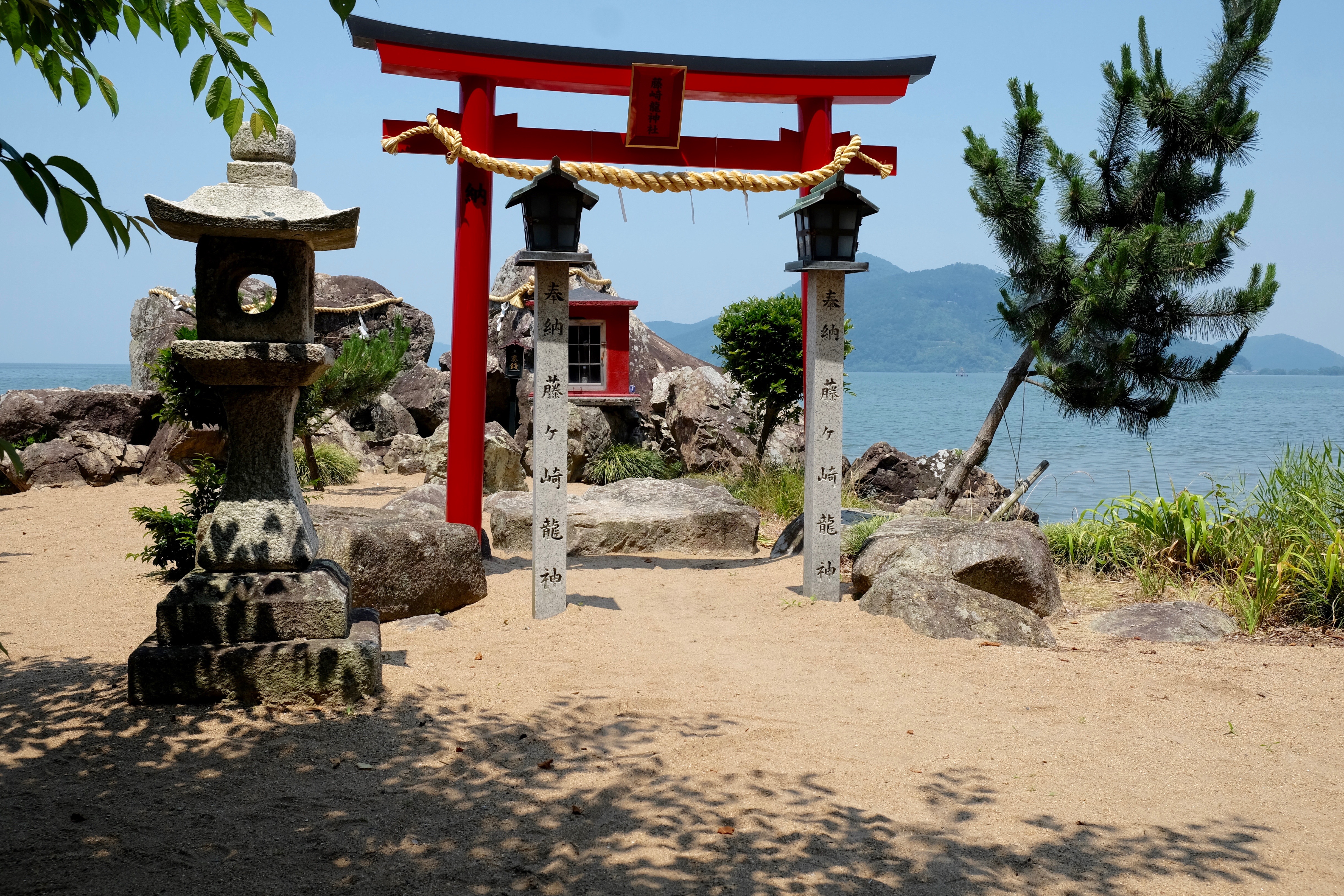 Fujigasaki Ryujin (Dragon God) Shrine on the shores of the southern end of the north basin of Lake Biwa. (25 June 2018)